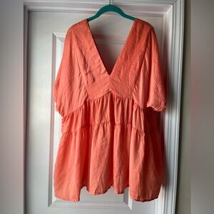 entro Coral V-Neck Tiered Tunic